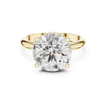 Yellow Gold Hidden Halo Round Diamond Solitaire Ring : 3.89CTW