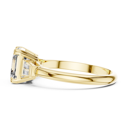 Emerald Cut Diamond Three Stone Engagement Ring in White Gold