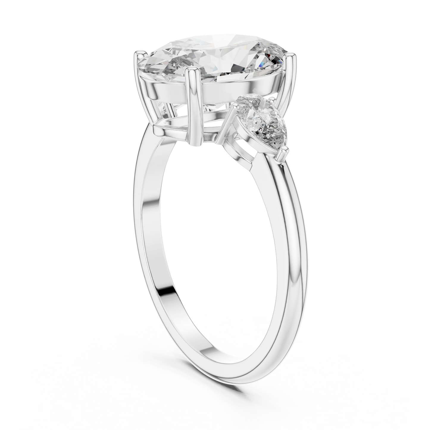 3.1CTW Oval and Pear Three-Stone Diamond Statement Ring in Yellow Gold
