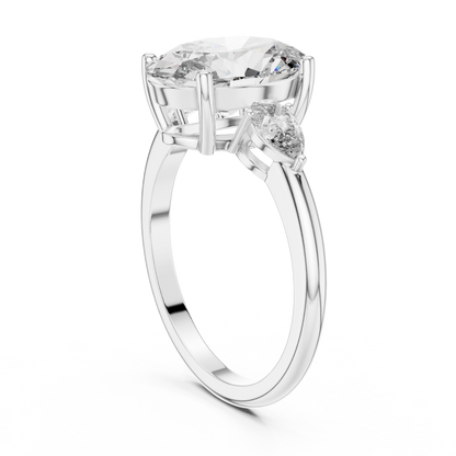 3.1CTW Oval and Pear Three-Stone Diamond Statement Ring in Yellow Gold