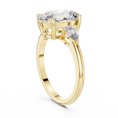 3.1CTW Oval and Pear Three-Stone Diamond Statement Ring in Yellow Gold