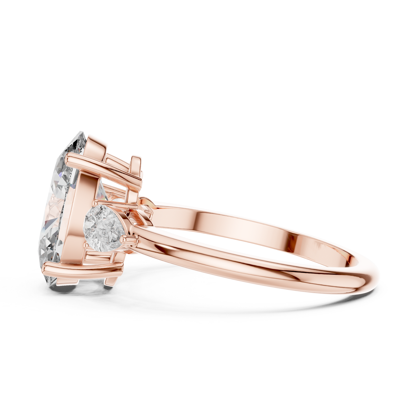 3.1CTW Oval and Pear Three-Stone Diamond Statement Ring in Yellow Gold