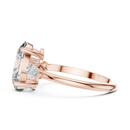 3.1CTW Oval and Pear Three-Stone Diamond Statement Ring in Yellow Gold