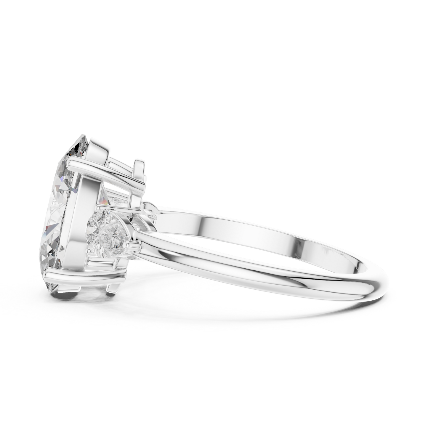 3.1CTW Oval and Pear Three-Stone Diamond Statement Ring in Yellow Gold