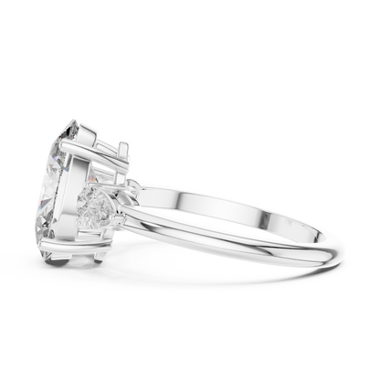 3.1CTW Oval and Pear Three-Stone Diamond Statement Ring in Yellow Gold