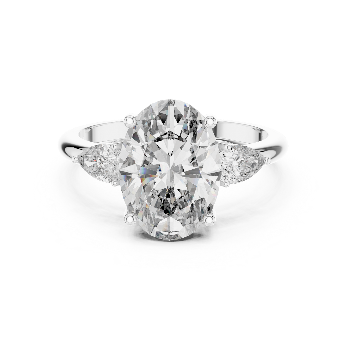 3.1CTW Oval and Pear Three-Stone Diamond Statement Ring in Yellow Gold