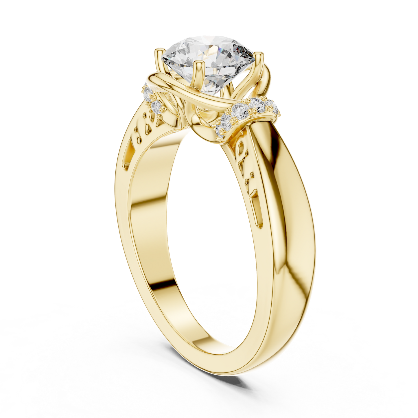 Vintage Yellow Gold Round Diamond Solitaire Ring : 1.12CTW