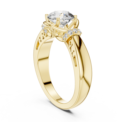Vintage Yellow Gold Round Diamond Solitaire Ring : 1.12CTW