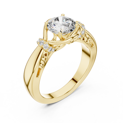 Vintage Yellow Gold Round Diamond Solitaire Ring : 1.12CTW