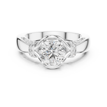 Vintage Yellow Gold Round Diamond Solitaire Ring : 1.12CTW