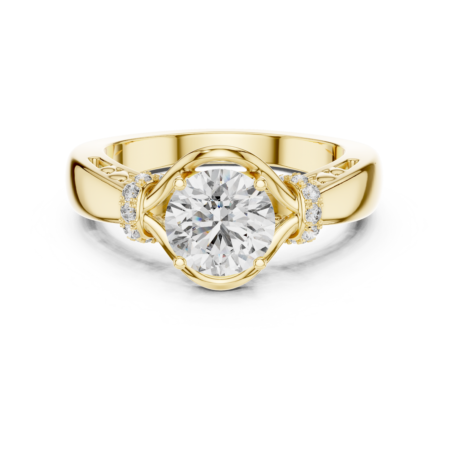 Vintage Yellow Gold Round Diamond Solitaire Ring : 1.12CTW