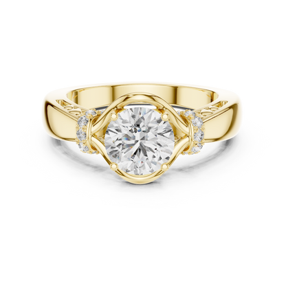 Vintage Yellow Gold Round Diamond Solitaire Ring : 1.12CTW