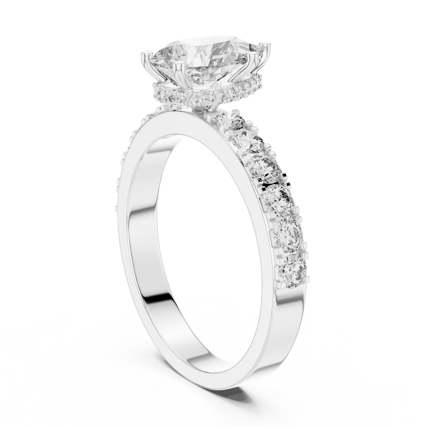 1.72CTW White Gold Pear Cut Diamond Solitaire Engagement Ring