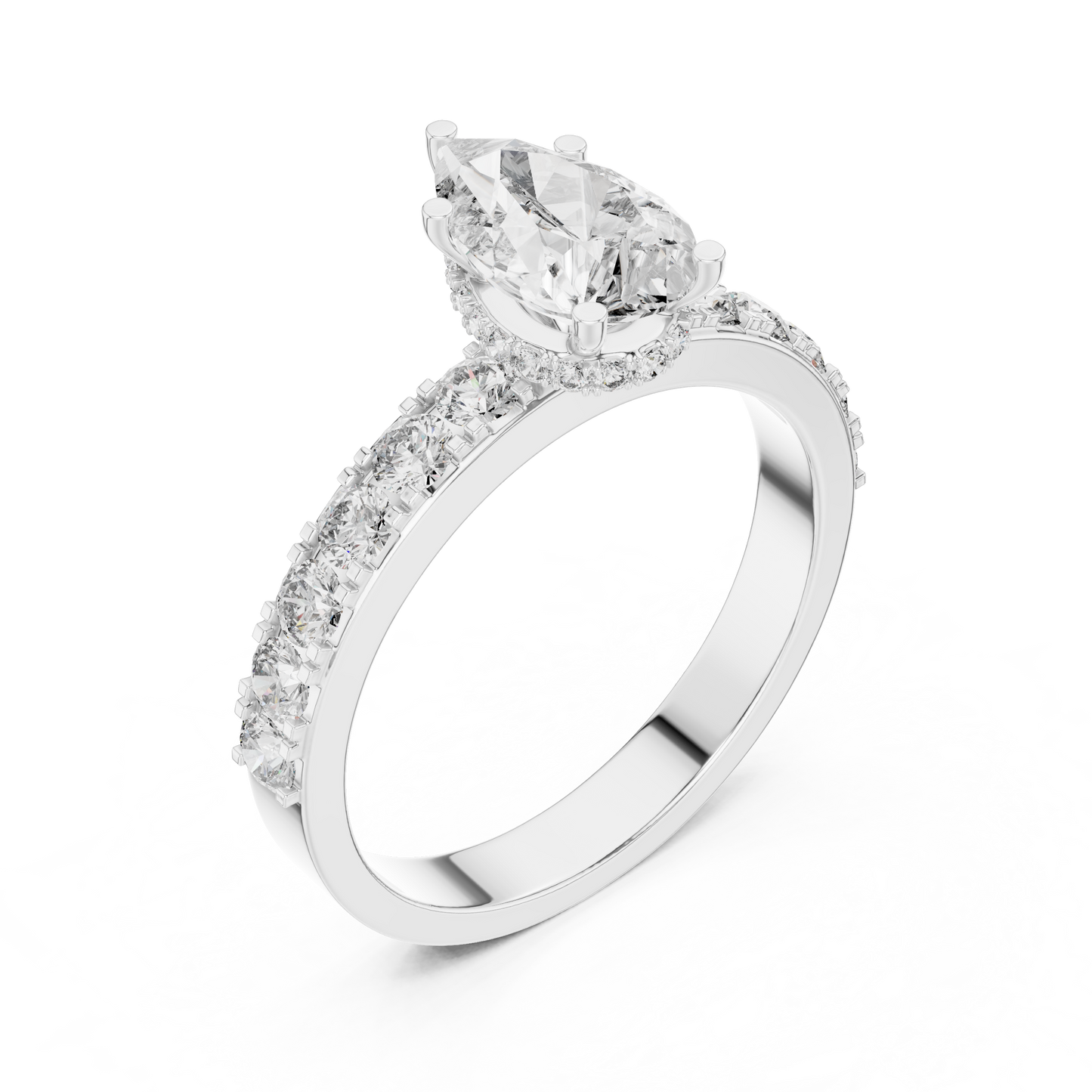 1.72CTW White Gold Pear Cut Diamond Solitaire Engagement Ring