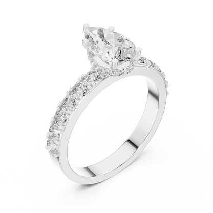 1.72CTW White Gold Pear Cut Diamond Solitaire Engagement Ring