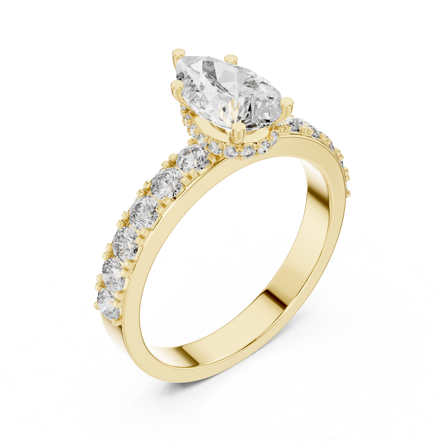 1.72CTW White Gold Pear Cut Diamond Solitaire Engagement Ring