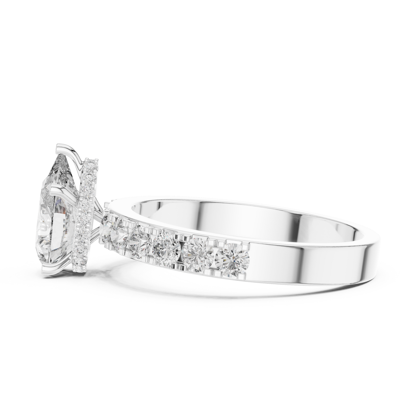 1.72CTW White Gold Pear Cut Diamond Solitaire Engagement Ring