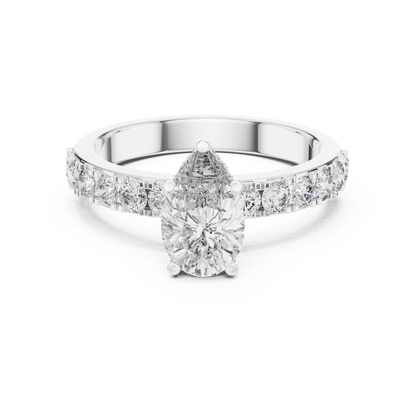 1.72CTW White Gold Pear Cut Diamond Solitaire Engagement Ring