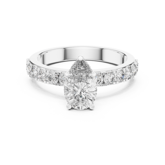 1.72CTW White Gold Pear Cut Diamond Solitaire Engagement Ring