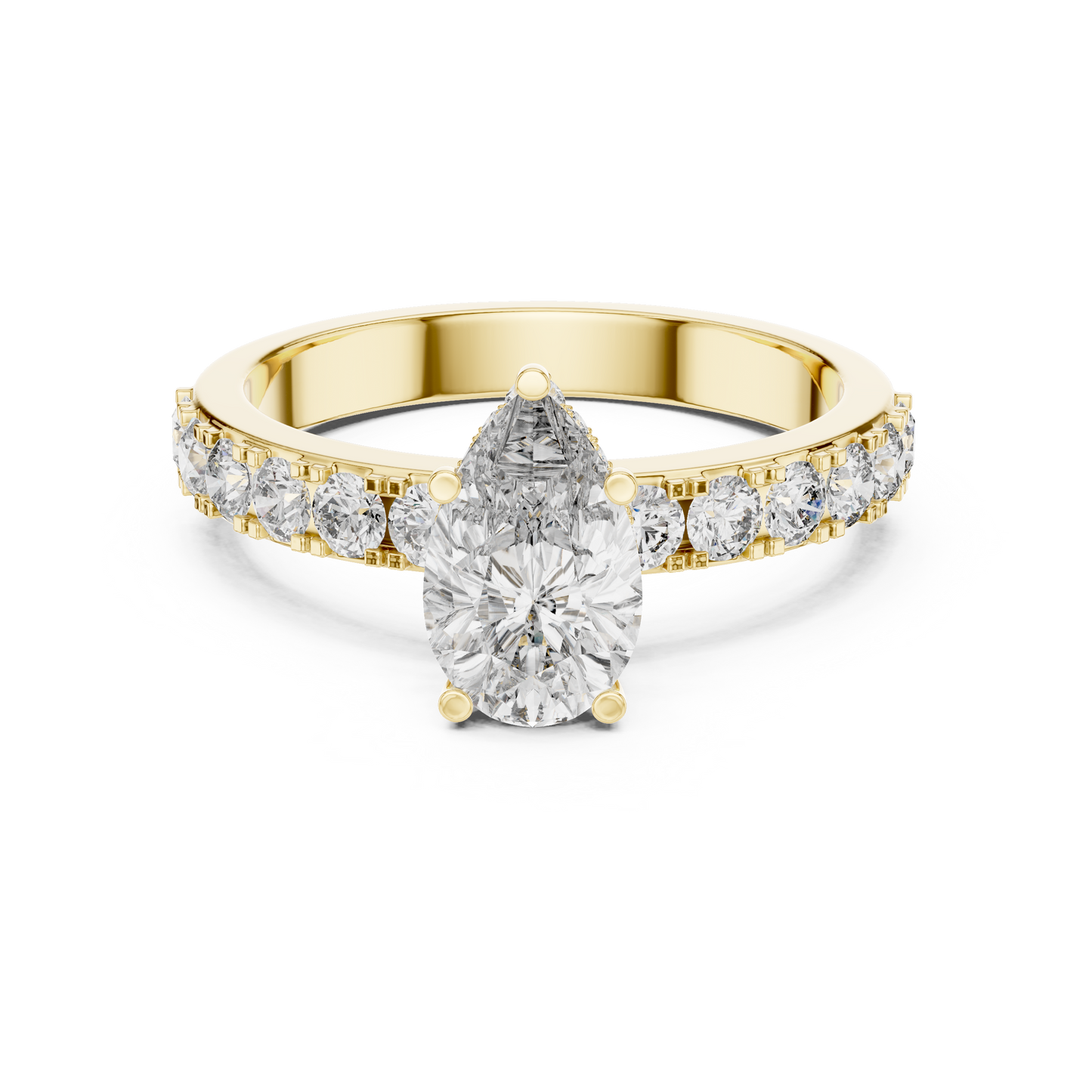 1.72CTW White Gold Pear Cut Diamond Solitaire Engagement Ring