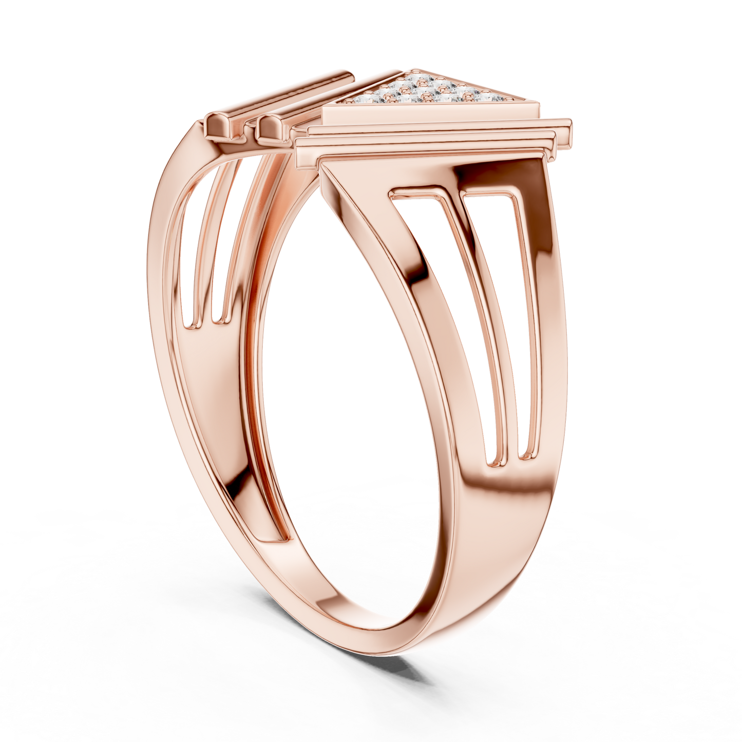 Geometric Triangle Diamond Statement Ring in Yellow Gold