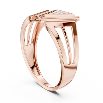Geometric Triangle Diamond Statement Ring in Yellow Gold