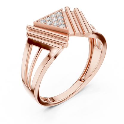 Geometric Triangle Diamond Statement Ring in Yellow Gold