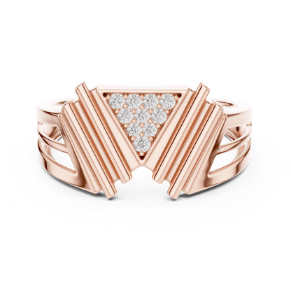 Geometric Triangle Diamond Statement Ring in Yellow Gold