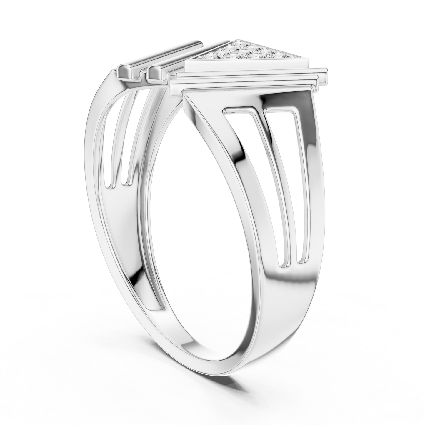 Geometric Triangle Diamond Statement Ring in Yellow Gold