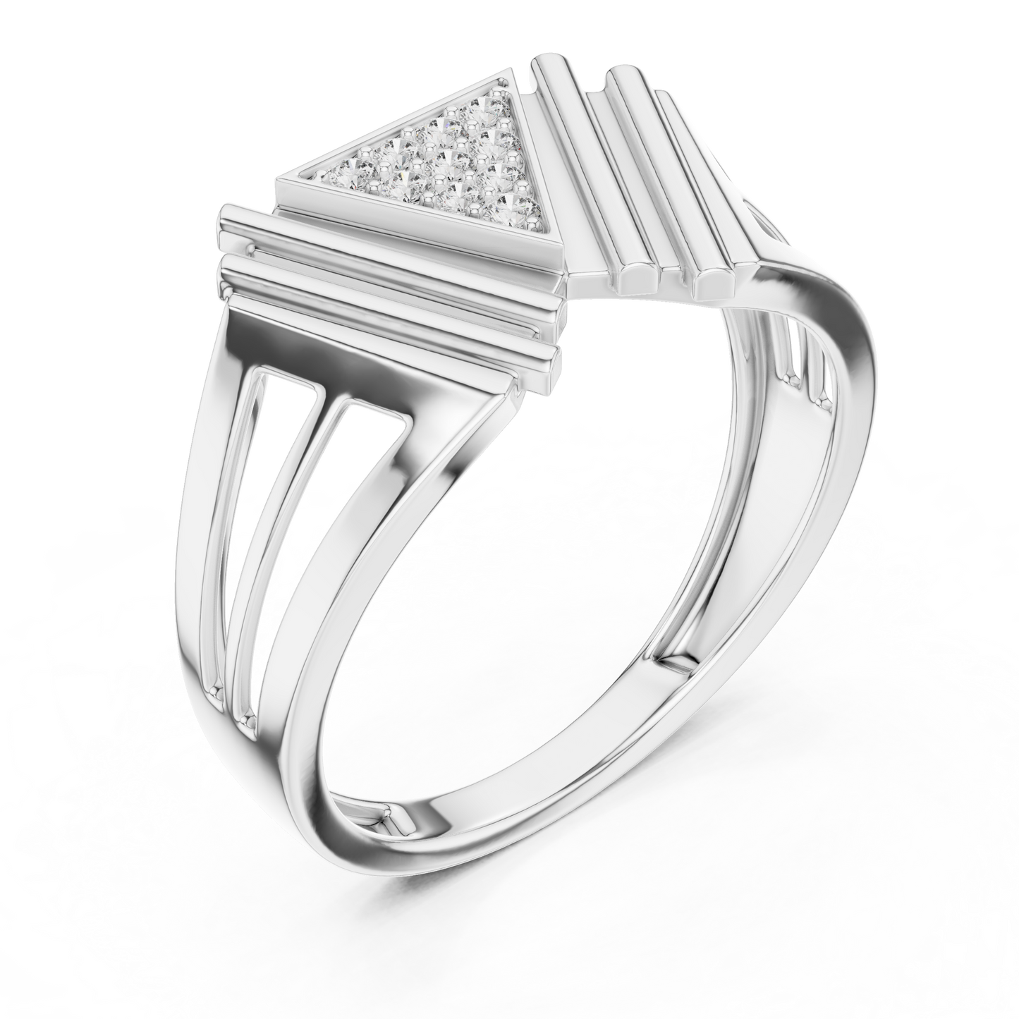 Geometric Triangle Diamond Statement Ring in Yellow Gold