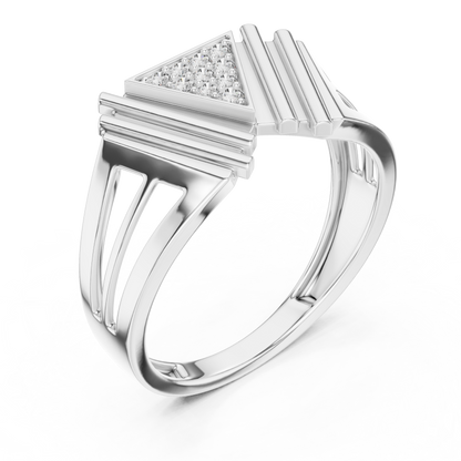 Geometric Triangle Diamond Statement Ring in Yellow Gold