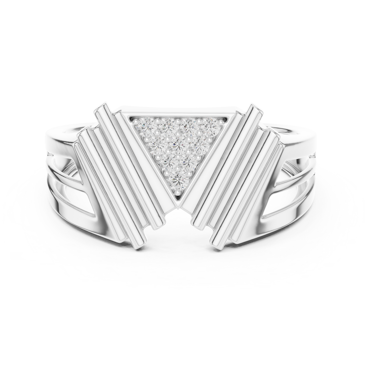 Geometric Triangle Diamond Statement Ring in Yellow Gold