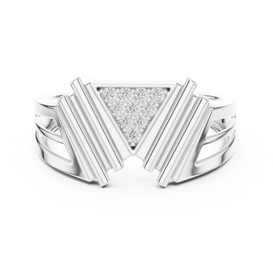 Geometric Triangle Diamond Statement Ring in Yellow Gold