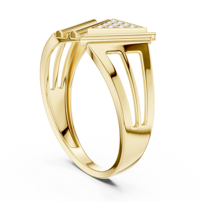 Geometric Triangle Diamond Statement Ring in Yellow Gold