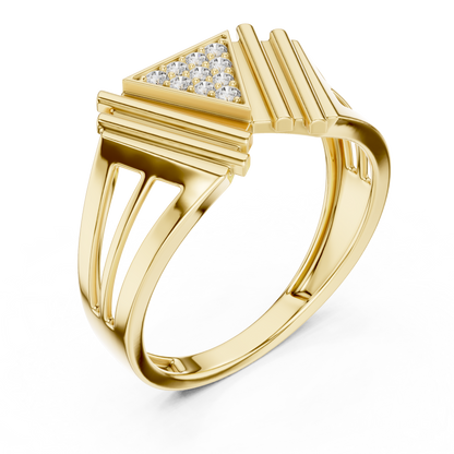 Geometric Triangle Diamond Statement Ring in Yellow Gold