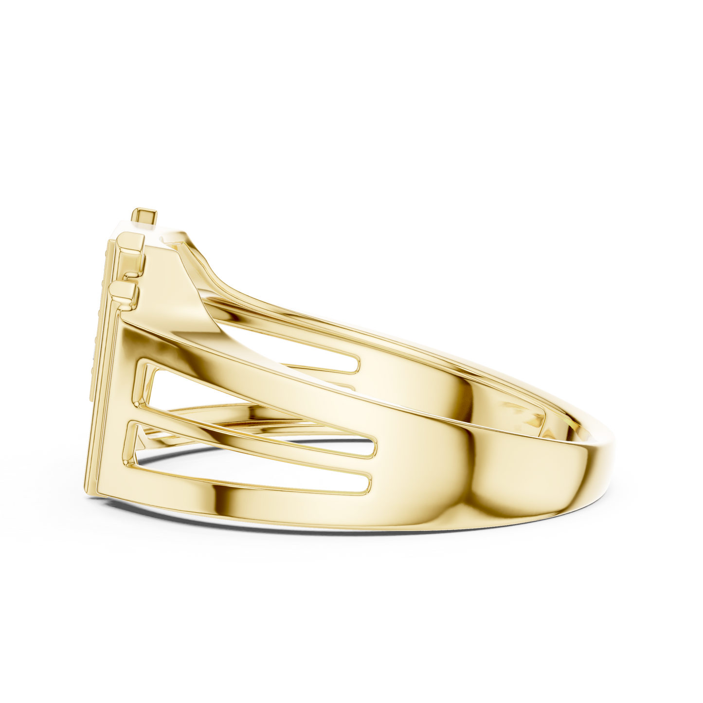 Geometric Triangle Diamond Statement Ring in Yellow Gold