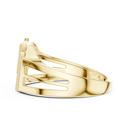 Geometric Triangle Diamond Statement Ring in Yellow Gold