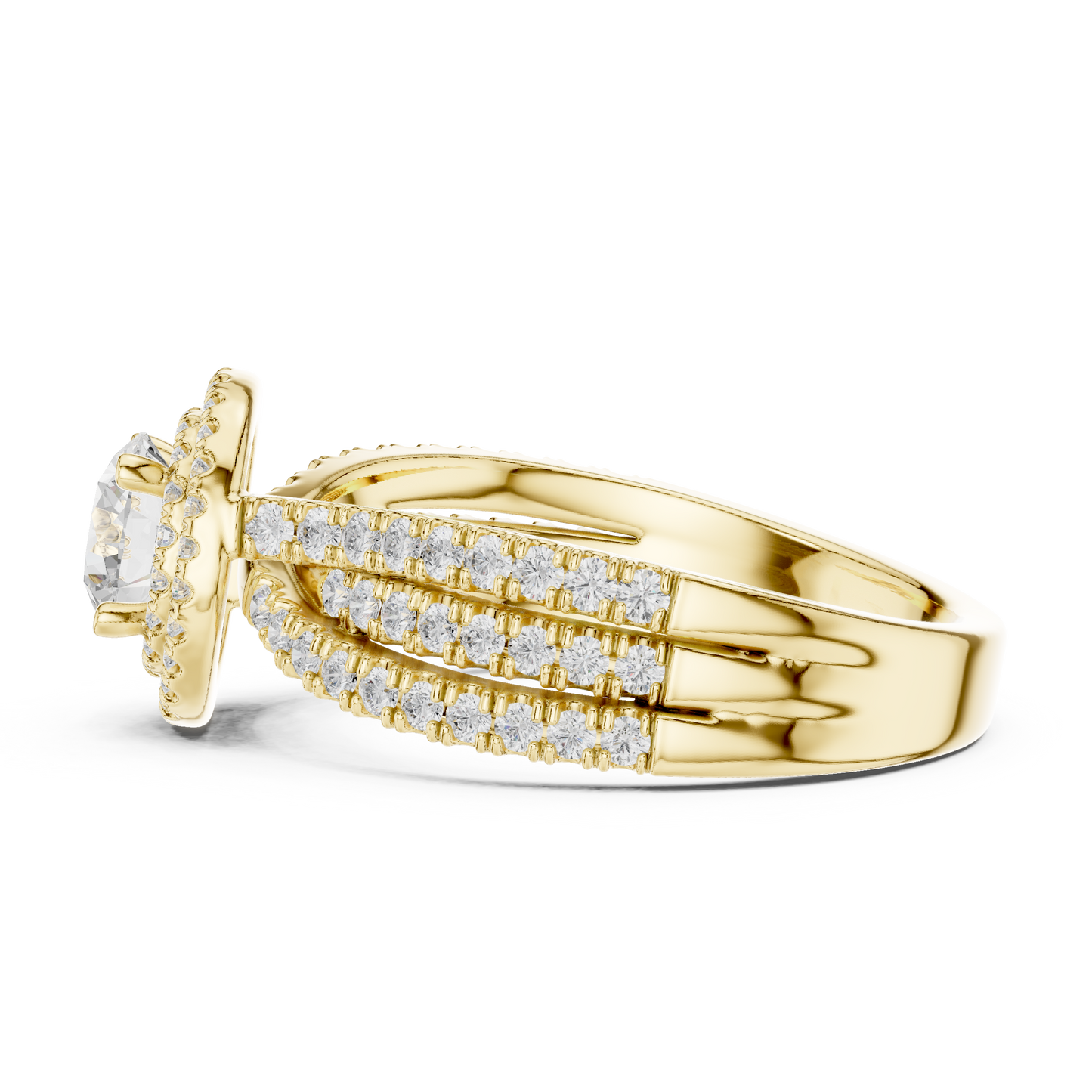 1.60ctw Round Diamond Double Halo Engagement Ring - Solid Gold