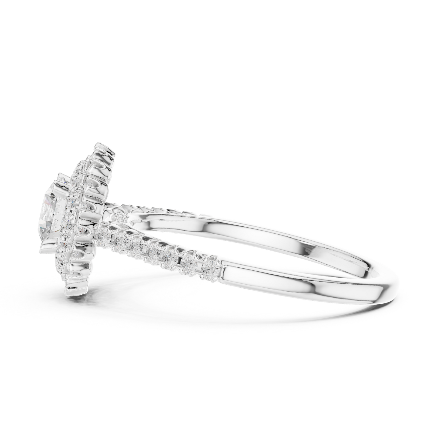 1.03ctw Round Diamond Double Halo Engagement Ring - Solid Gold