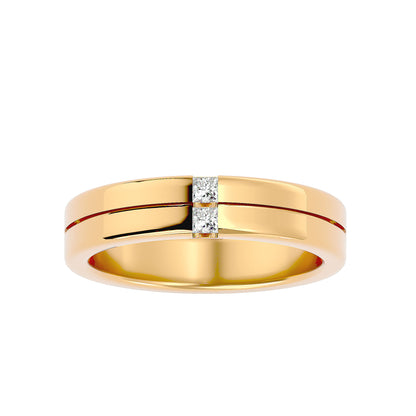 Eclat Modern Twin Inlay Gold Ring -.14 Ct Pricess cut Diamonds