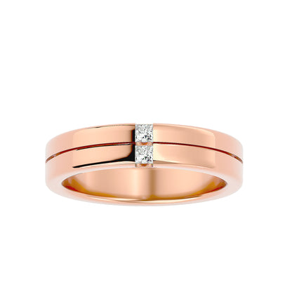 Eclat Modern Twin Inlay Gold Ring -.14 Ct Pricess cut Diamonds