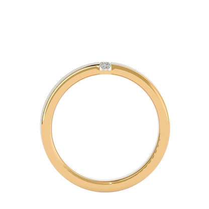 Eclat Modern Twin Inlay Gold Ring -.14 Ct Pricess cut Diamonds