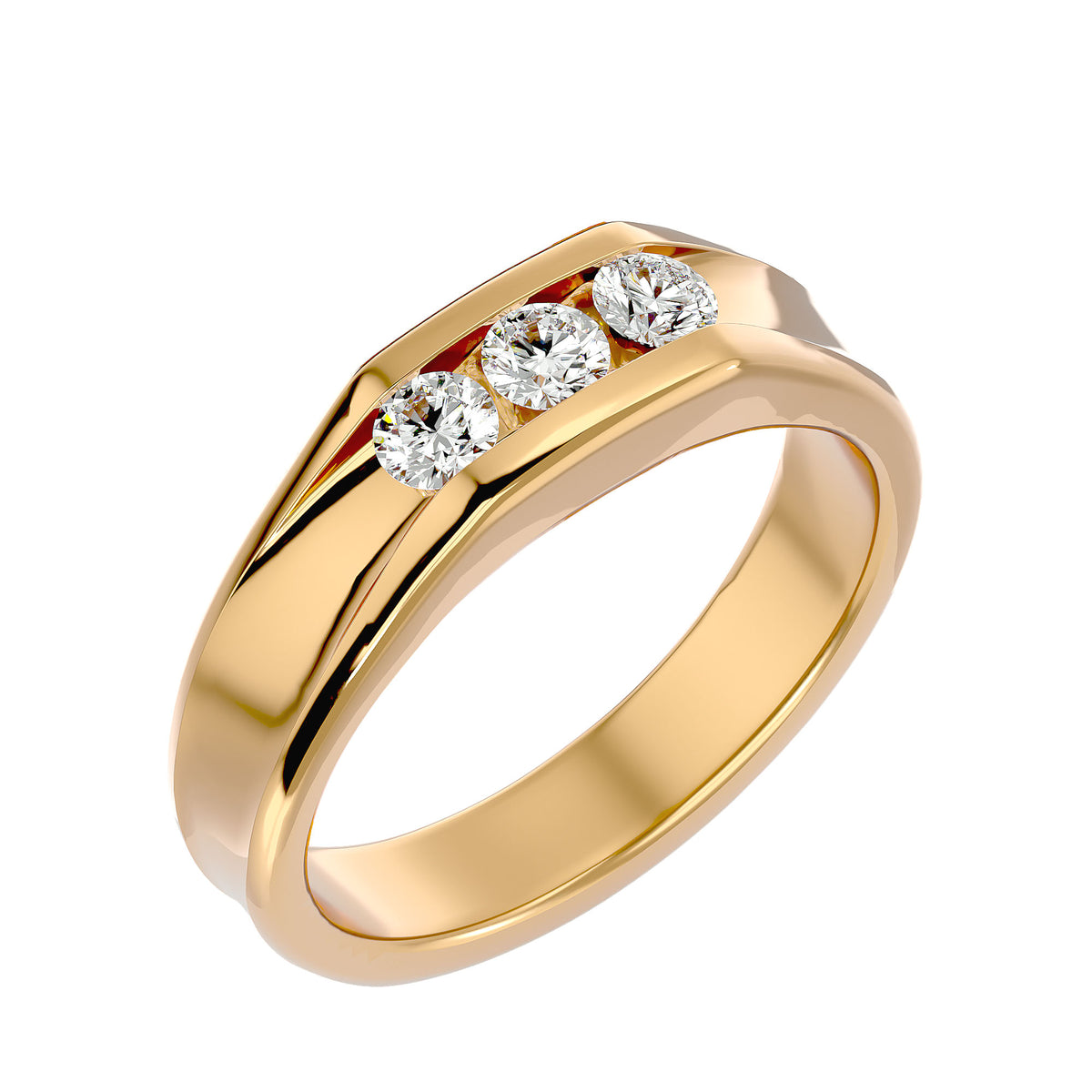 Trilune Classic Gold and Diamond Rind - 0.52 Ct Round Brilliant-Cut ...