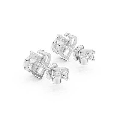 0.4CTW Princess Cut Diamond Cluster Heart Stud Earrings Yellow Gold