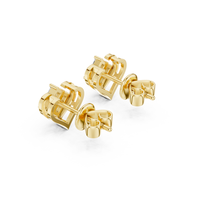 0.4CTW Princess Cut Diamond Cluster Heart Stud Earrings Yellow Gold