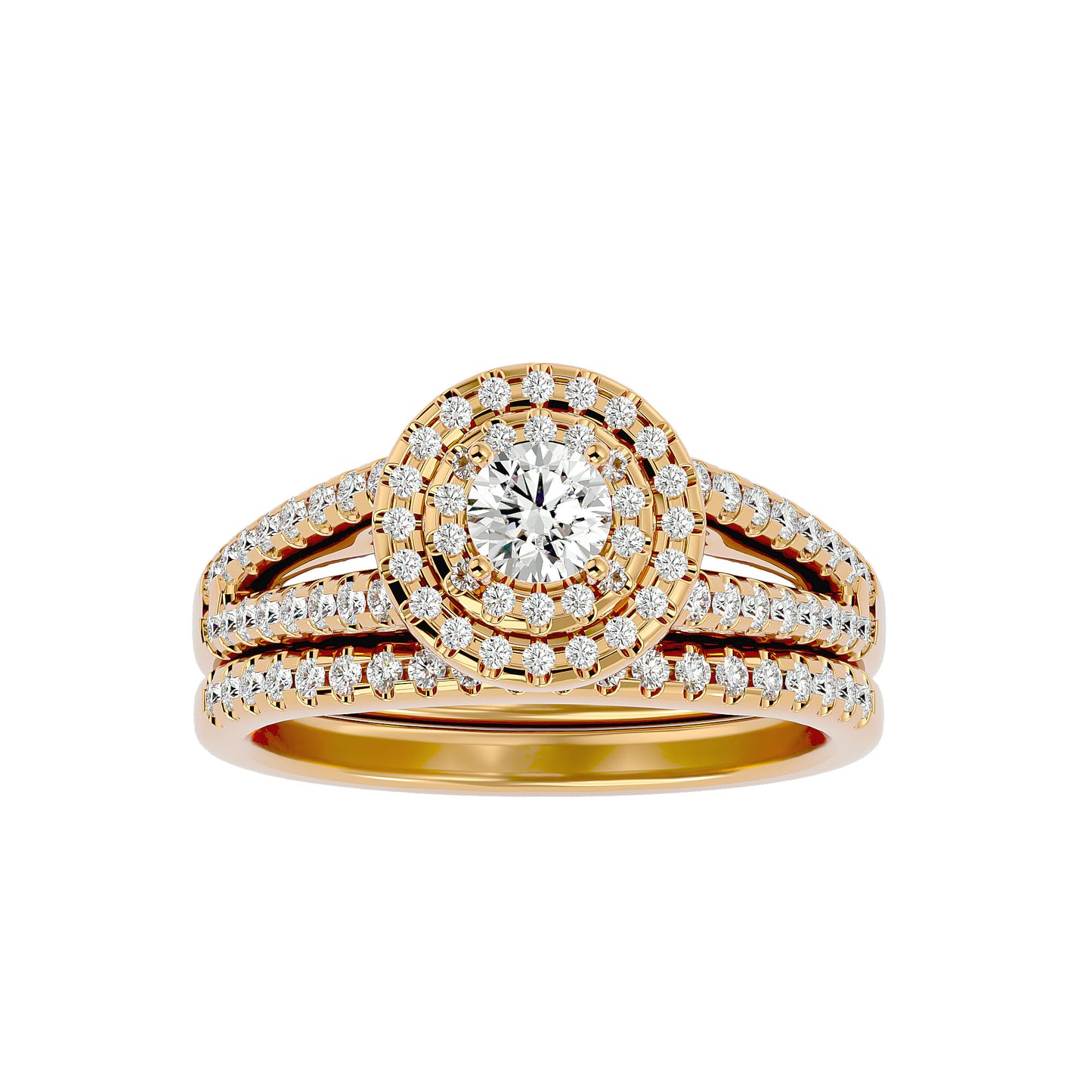 Iconique Solitaire Bands- 0.88 Ct Round Diamond Gold Ring