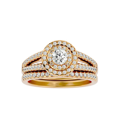 Iconique Solitaire Bands- 0.88 Ct Round Diamond Gold Ring