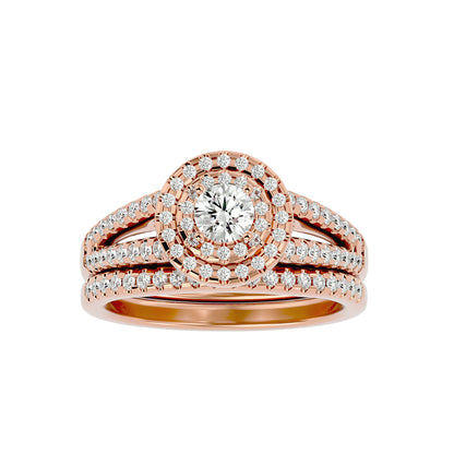 Iconique Solitaire Bands- 0.88 Ct Round Diamond Gold Ring