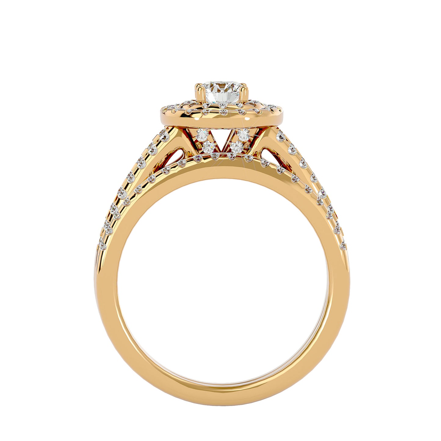 Iconique Solitaire Bands- 0.88 Ct Round Diamond Gold Ring