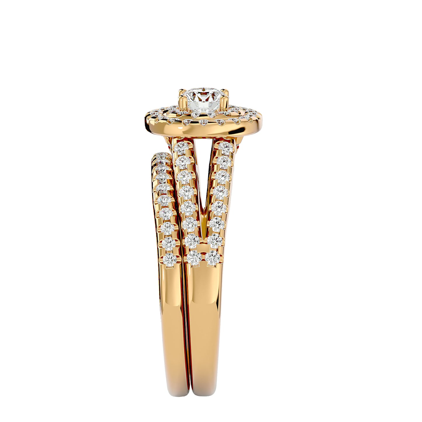 Iconique Solitaire Bands- 0.88 Ct Round Diamond Gold Ring